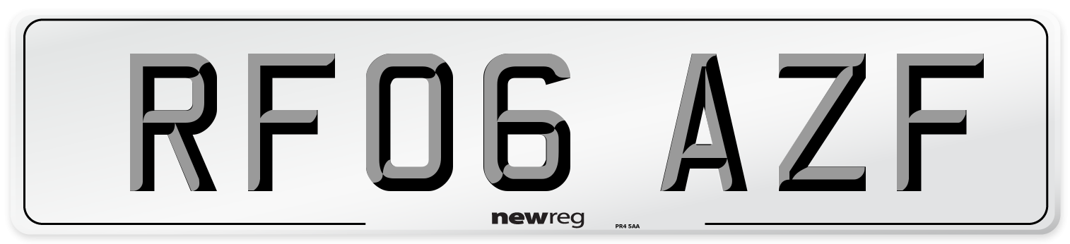 RF06 AZF Number Plate from New Reg